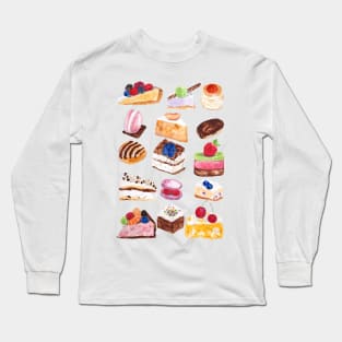 tasty cakes watercolor Long Sleeve T-Shirt